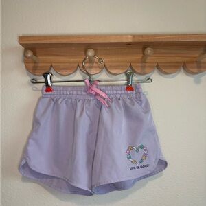 Life Is Good Lavender Shorts with Pink Drawstring